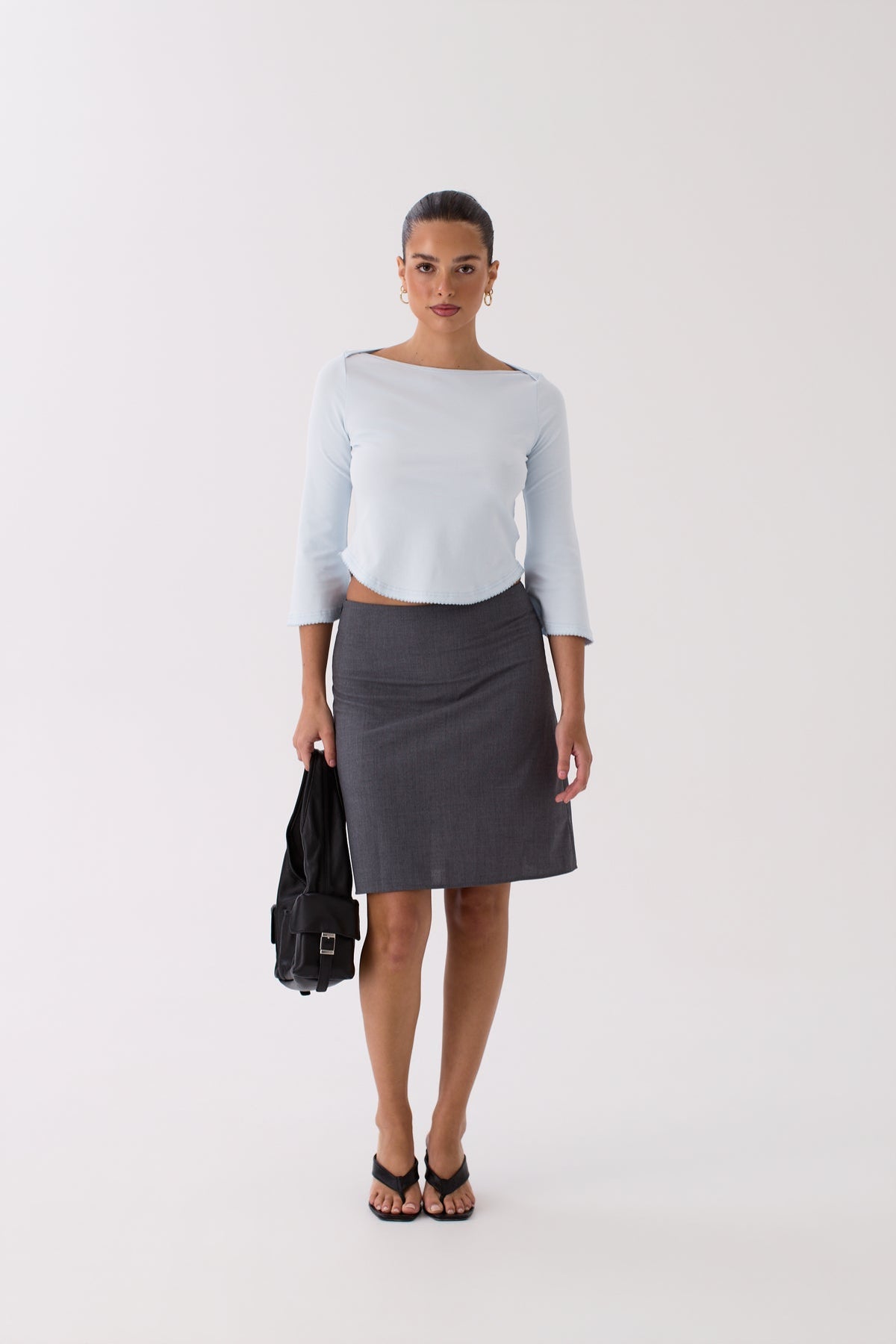 Back view of the Lola blue top