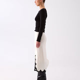 Serena Satin Lace Trim Skirt - Ivory