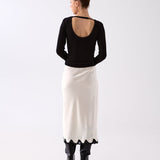 Serena Satin Lace Trim Skirt - Ivory