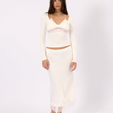 Noa Lace Long Sleeve Top - White