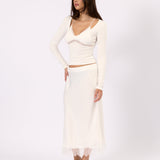 Noa Lace Long Sleeve Top - White