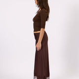 Valerie Satin Lace Skirt - Brown