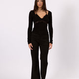 Noa Lace Long Sleeve Top - Black