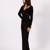 Noa Lace Long Sleeve Top - Black
