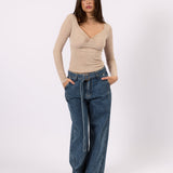 The Belted Wide Leg Jean - Blue