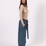 The Belted Wide Leg Jean - Blue