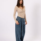 The Belted Wide Leg Jean - Blue