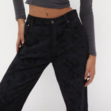 Straight Leg Jeans - Blue Black