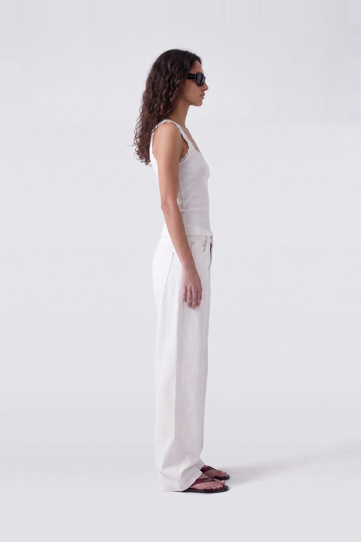 Lace Trim Tank White - side view