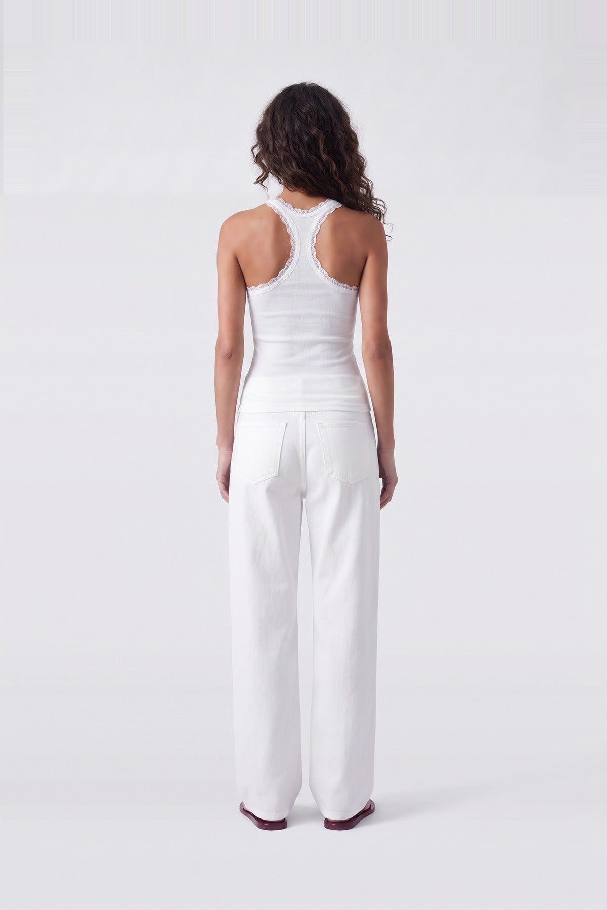 Lace Trim Tank White - back view