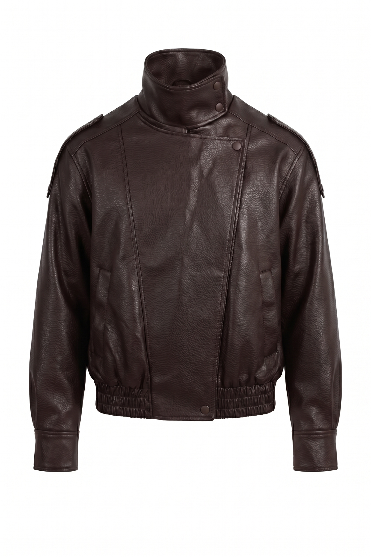 Zoe brown faux leather jacket, product flat lay