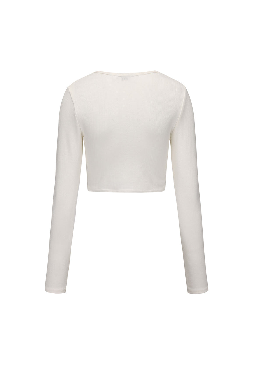 Andrea Pointelle Crop Cardigan - White