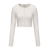 Andrea Pointelle Crop Cardigan - White