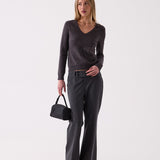 Anouk V-Neck Knit in Grey – front view