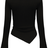 Asher Ruched Long Sleeve Top - Black