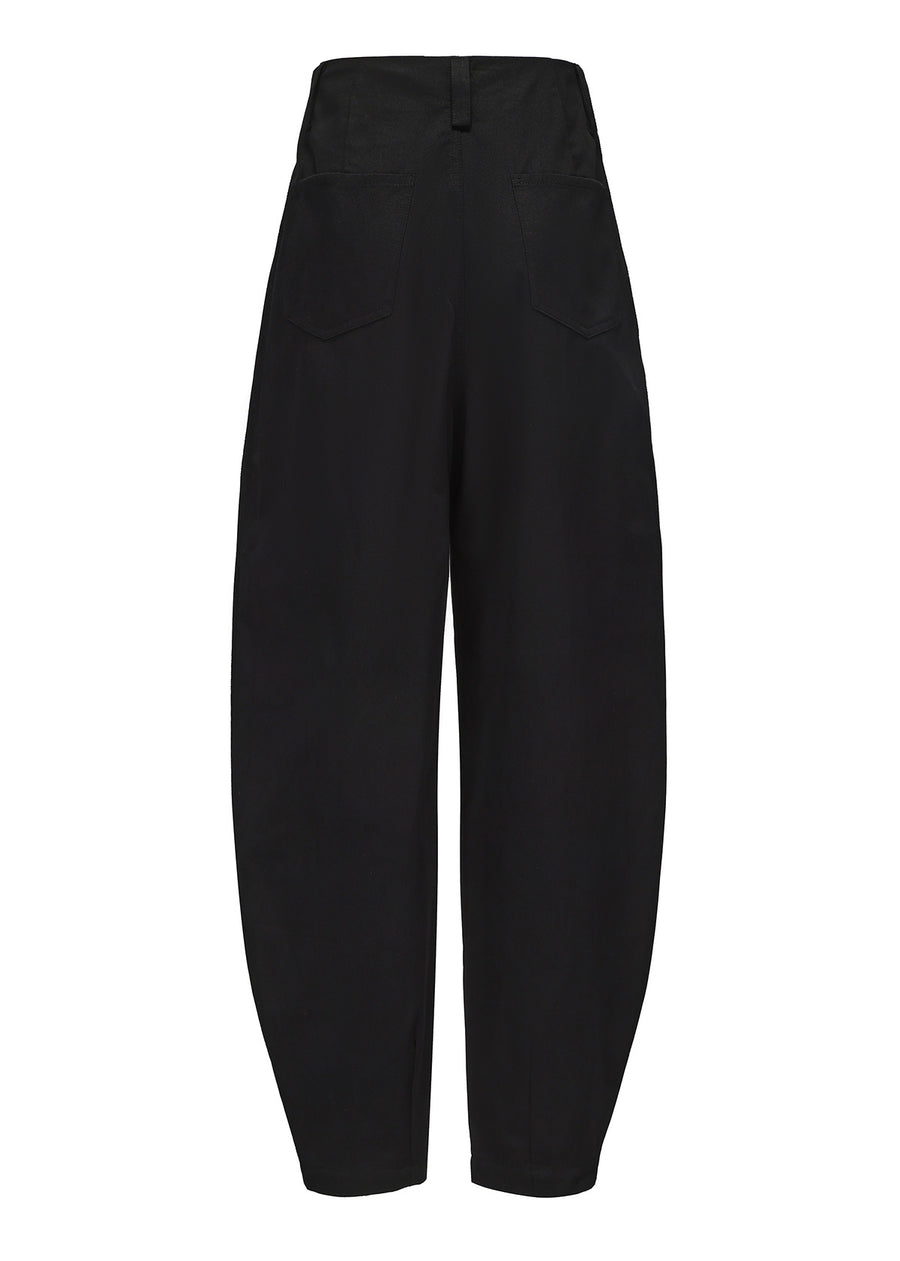 Barrel Leg Trousers - Black