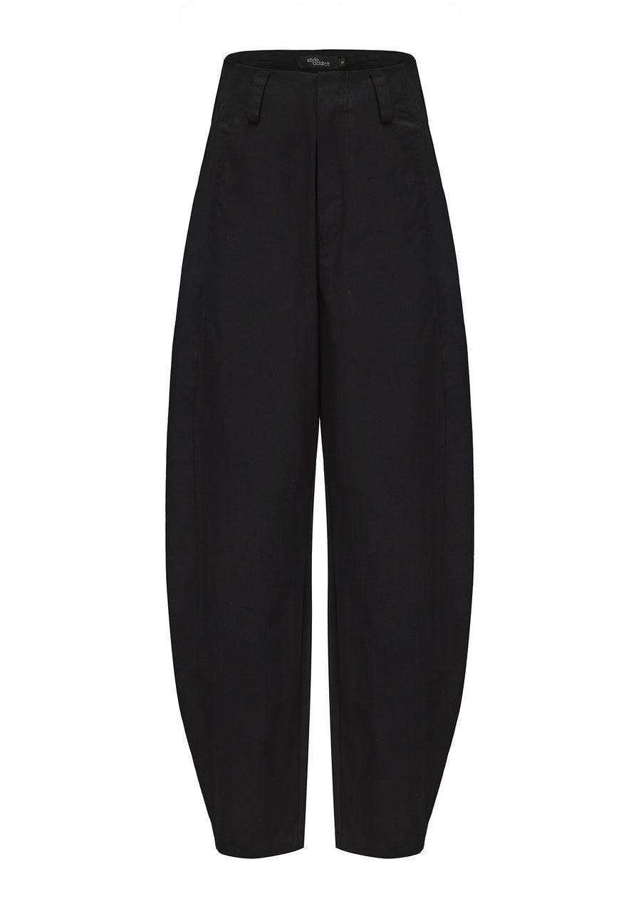 Barrel Leg Trousers - Black