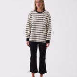 Billie Stripe Long Sleeve in Cream – front view