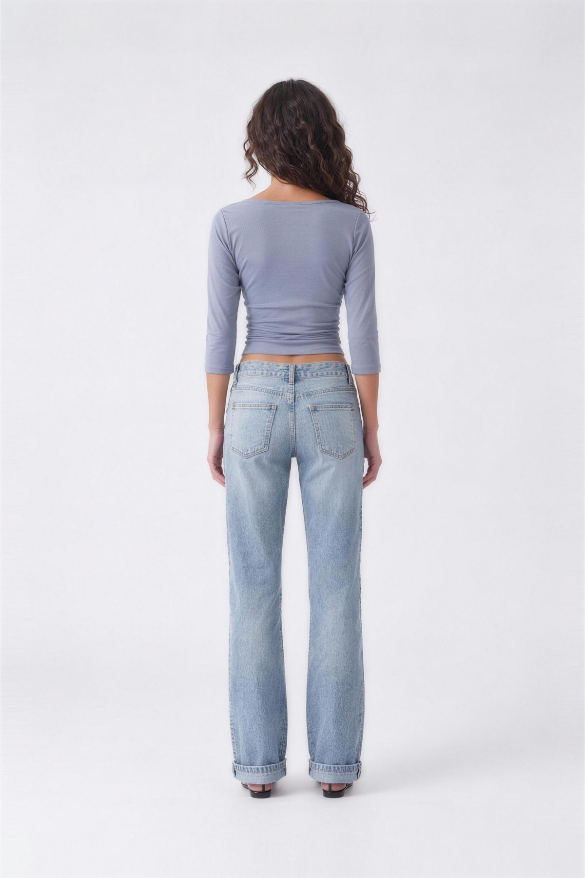 Ryana Top Dusty Blue - back view