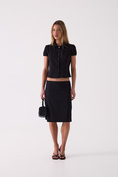 Colette Midi Skirt in Black – front view