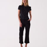 Camille Cropped Flare Pant in Black – front view