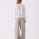 Elodie V-Neck Knit in White – back view