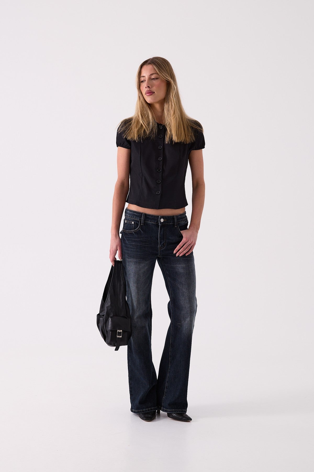 The Flared Jean in Black – front view