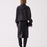 Frankie Hooded Knit in Charcoal – back view