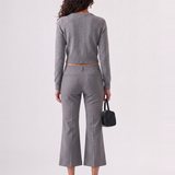 Simone Cropped Flare Pant in Grey Marle – back view
