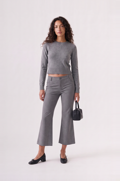 Simone Cropped Flare Pant in Grey Marle – front view