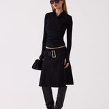 Juno Wrap Top in Black – front view