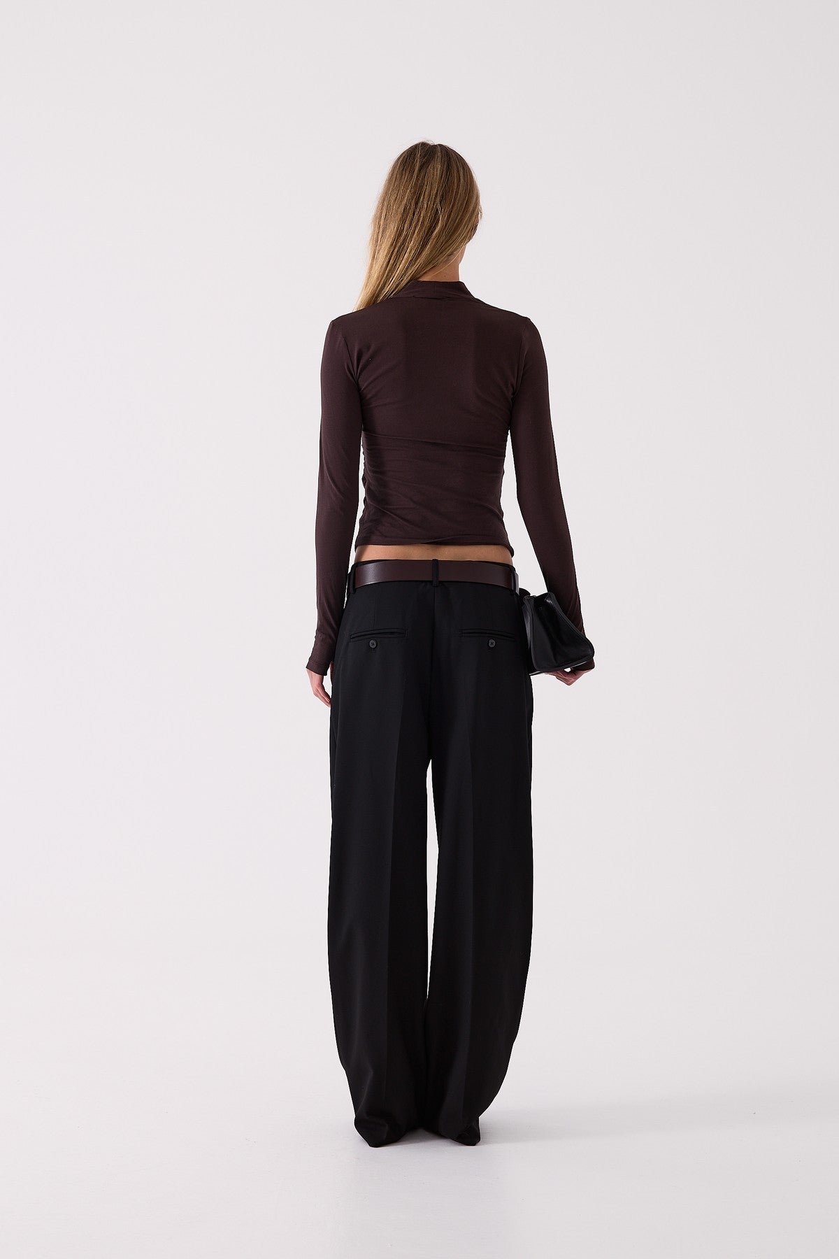 Delphine Pleated Trouser in Black – back view