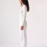 Lia Lace Trim Long Sleeve Top - White