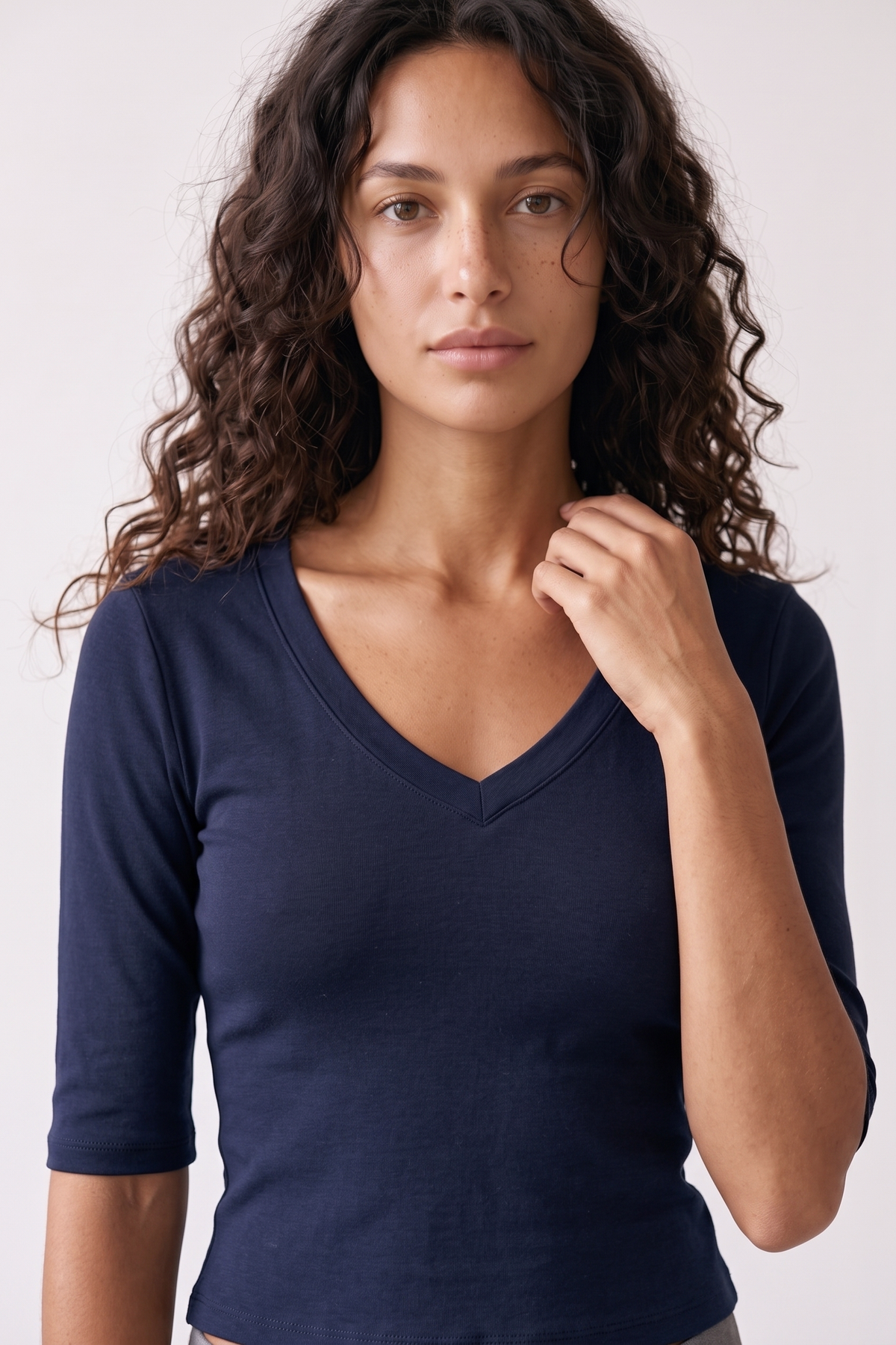 Tess Top in Navy – close up detail