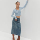 Nicole Denim Midi Skirt - Blue