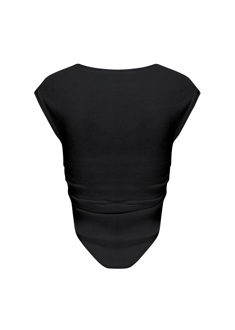 Rachel Curved Hem Top - Black