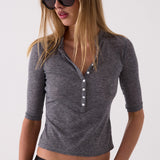 Sadie Henley Top in Grey – close up detail