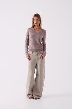 The Wide Leg Jean in Ecru – front view